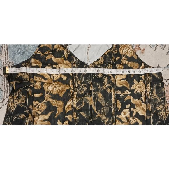 GARYGRAHAM422 Women's Simple Slip Dress in green and gold floral print. Size 3X - Picture 5 of 9